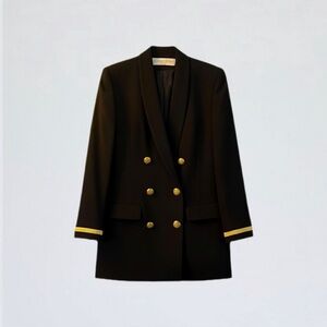 VTG Lillie Rubin Black Wool Nautical Blazer Gold Button Size 8 Fits 6 Old Money